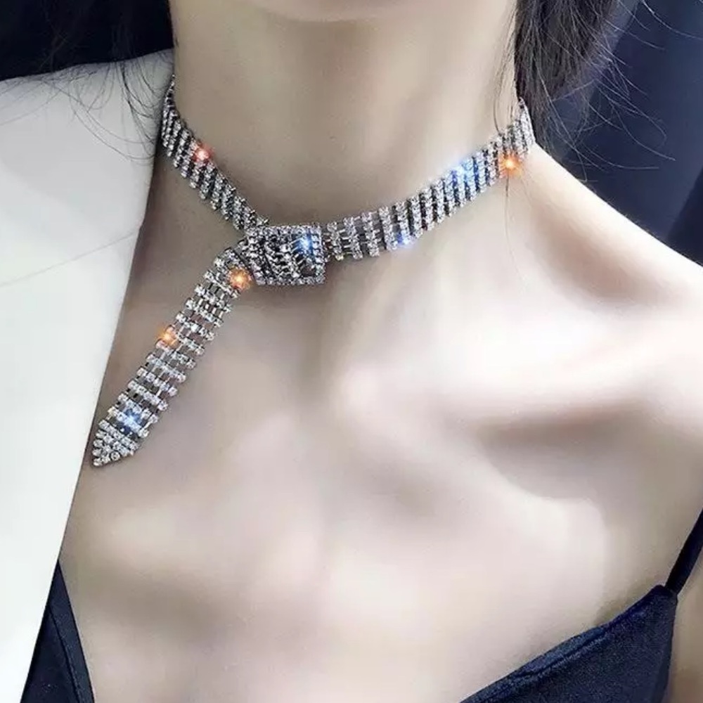 Gold Silver Rhinestone Choker - Picture 1 of 6